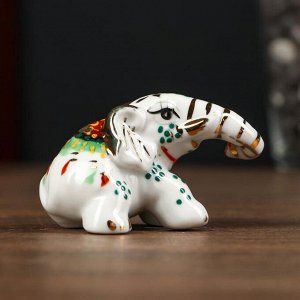 Сувенир керамика "Слоны в красочных попонах" набор 2 шт МИКС 4,4х3,5х7 см