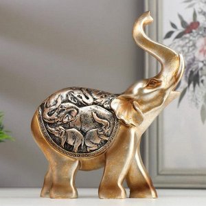 Сувенир полистоун "Слон с барельефом на попоне - стадо слонов" 18х4,7х14,5 см