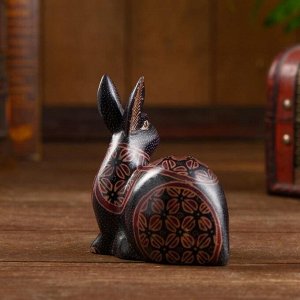 Интерьерный сувенир "Расписной кролик" дерево, батик 10 см