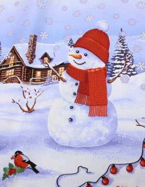 Дорожка "Новогодний снеговик", ш.0.5м, хлопок -100%, 228гр/кв.м, раппорт-63см