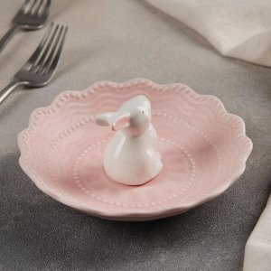 Блюдце «Кружева Кролик», d=15 см, цвет розовый