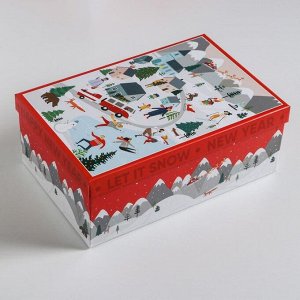 Набор новогодних подарочных коробок 10 в 1 «С Новым годом», 12 х 7 х 4 - 32.5 х 20 х 12.5 см