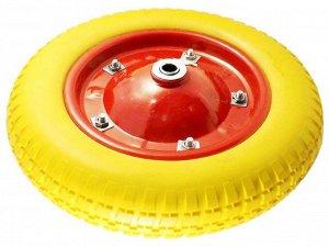 Колесо для Тачек Резина желтая, диск-красный, полиуретановое d-20