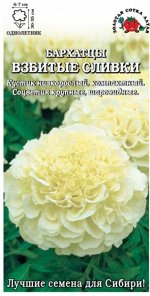 Цветы Бархатцы Взбитые Сливки ЦВ/П (Сотка) 0,1гр однолетник белые прямостоячие 30-35см