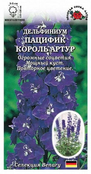 Цветы Дельфиниум Пацифик Король Артур ЦВ/П (Сотка) многолетнее до 1,2м