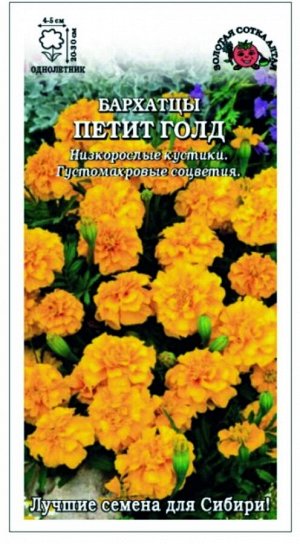 Цветы Бархатцы Петит Голд ЦВ/П (Сотка) отклоненные 20-30см