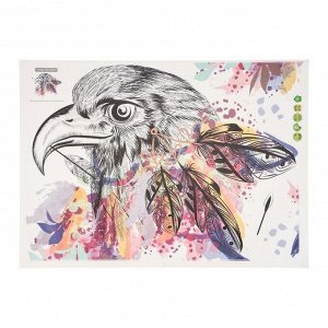 Наклейка пластик интерьерная "Орёл с перьями" 50х70 см