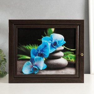 Ключница "Синяя орхидея" венге 26х31х6см