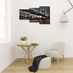Картина модульная на подрамнике "Мост на Манхеттен" 26х50см; 26х40см; 26х32см    80*50см