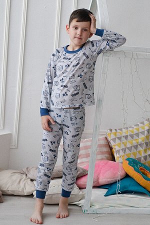Пижама детская из кулирки Ралли серый