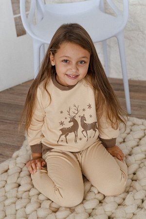 Пижама детская из футера Зима кофе