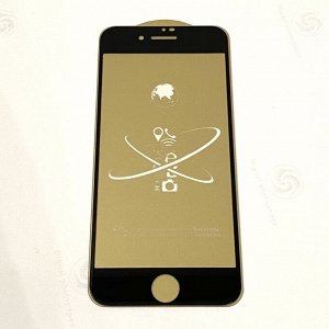 Защитное стекло олеофобное Iphone 6/6S/7/8 черное “Глобус” (круглый край,полная проклейка)