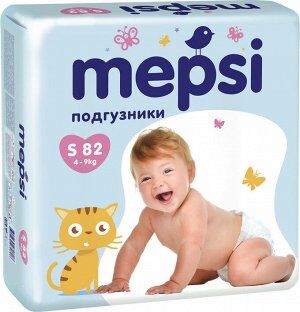 Детские подгузники «MEPSI», S (4-9кг), 82 шт.