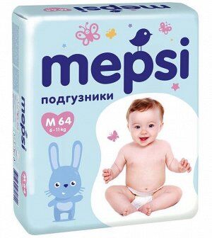 Детские подгузники «MEPSI», M (6-11кг), 64 шт.
