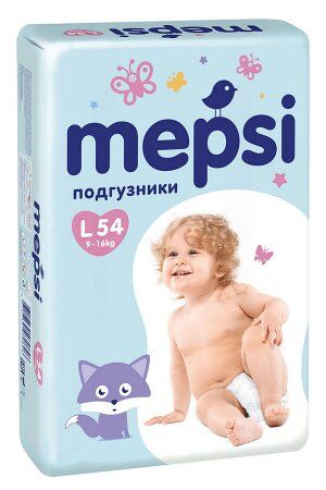 Детские подгузники «MEPSI», L (9-16кг), 54 шт.