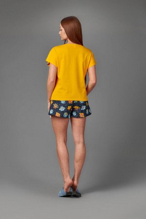 Пижама Ткань: кулирка
Цвет: Желтый
Год: 2020
Страна: Россия
Яркая пижамка с принтом. Футболка с коротким спущенным рукавом. Шортики на резинке.
42 размер: спинка - 56 см, ПОг - 49 см, ПОт - 45 см. Дли