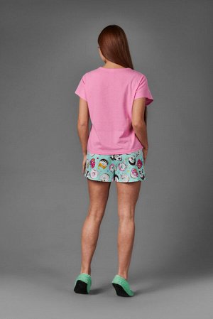Пижама Ткань: кулирка с лайкрой
Цвет: Розовый
Год: 2020
Страна: Россия
Яркая пижамка с принтом. Футболка с коротким спущенным рукавом. Шортики на резинке.
42 размер: спинка - 56 см, ПОг - 49 см, ПОт -