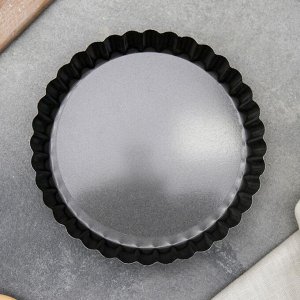 Форма для выпечки «Жаклин.Рифлёный круг», 13,5 см, съёмное дно, антипригарное покрытие, цвет чёрный