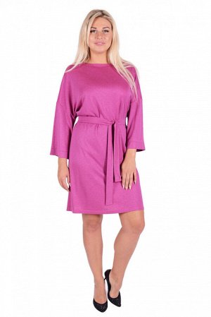 Платье Ткань: Милано
Цвет: Розовый

Платье с длинным спущенным рукавом, свободного прямого силуэта, с поясом. 
44 р-р: длина по спинке - 93 см, длина рукава от горловины - 59 см, ПОг - 59 см, ПОт - 51