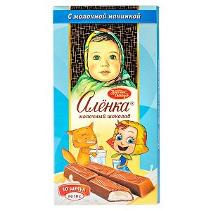 шоколад Аленка Порционный с молочной начинкой 100 г 1 уп.х 17 шт.