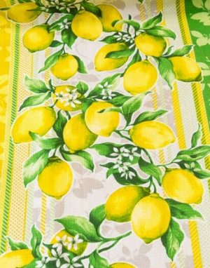 Вафельное полотно "Сицилийские лимоны", ш.0.5м, хлопок-100%, 150гр/м.кв