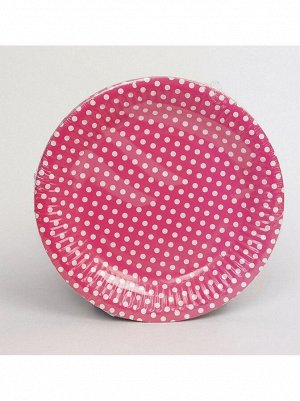 Тарелка бумага Горошек набор 10 шт 18 см цвет ярко-розовый