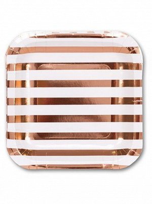 Тарелка фольга розовое золото набор 6 шт 17 см
