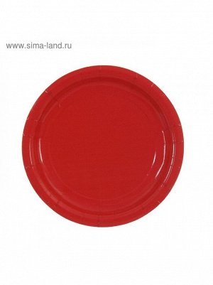 Тарелка бумага набор 10 шт 18 см цвет красный
