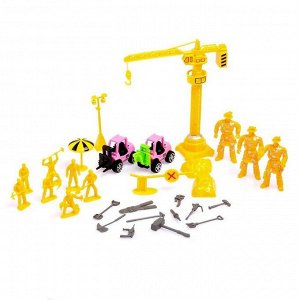 Игровой набор «Стройка», кран, 2 погрузчика, фигурки строителей, аксессуары