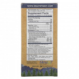Wiley&#x27 - s Finest, жир диких аляскинских рыб, для детей, ДГК для начинающих, натуральный вкус клубники и арбуза, 650 мг, 125 мл (4,23 жидк. унции)