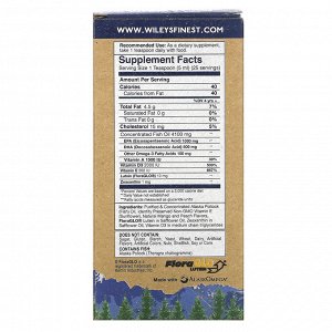 Wiley&#x27 - s Finest, рыбий жир из аляскинской промысловой рыбы, для детей, базовая ДГК, со вкусом натурального манго и персика, 1500 мг, 125 мл (4,23 жидкой унции)