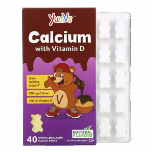 YumV's, Кальций Плюс D, со вкусом белого шоколада, 40 желатиновых мишек