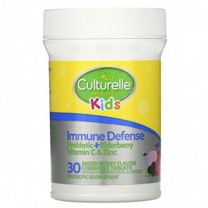 Culturelle, Kids, Probiotics, Immune Defense, Mixed Berry Flavor, 30 Chewable Tablets