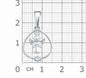 Подвеска с фианитом родированная серебро 925*