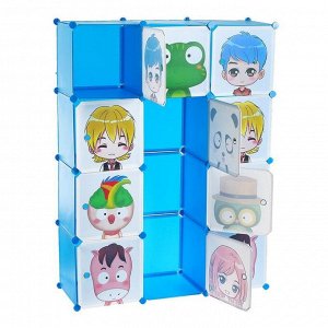 Шкаф модульный для игрушек «Мультяшки-3» белый, голубой, 12 дв.