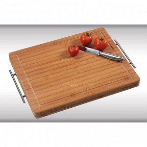 Доска разделочная Kesper, 49,5 х 35 х 4 см, с металлическими ручками, бамбук