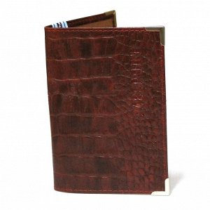 Обложка для паспорта под рептилию натуральная кожа коричневая