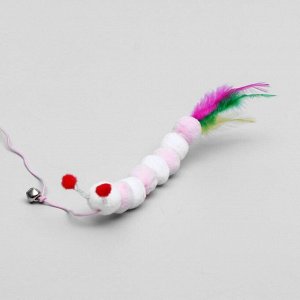 Дразнилка-удочка "Гусеница с перьями", ручка 49 см, микс цветов