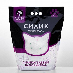 Наполнитель силикагелевый &quot;Пижон Premium Crystal&quot;, колотый, 8 л