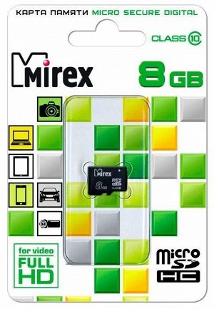 Micro SDHC карта памяти 8ГБ Mirex Class 10 (13612-MC10SD08)