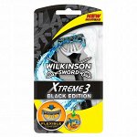 Одноразовый станок Wilkinson Schick Xtreme3 BLACK Edition (3+1 шт.) увл.полоса, плав.головка, 7005722С