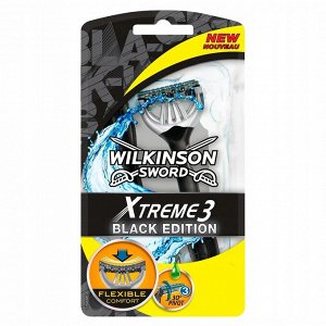 Wilkinson Schick Однораз.станок Xtreme3 BLACK Edition (3+1 шт.) увл.полоса, плав.головка, 7005722С