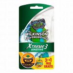 Одноразовый станок Wilkinson Schick Xtreme3  SENSITIVE (3+1 шт.) увл.полоса, плав.головка,  7001707А