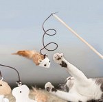 Игрушка для кошек-&quot;Дразнилка&quot; на палочке - мышь