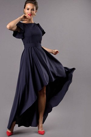 Платье Асимметрия цвет темно-синий  (П-50-6)