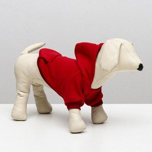 Толстовка для собак с капюшоном, размер XL (ДС 40, ОШ 40, ОГ 50 см), красная