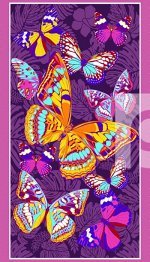 Полотенце вафельное банное &quot;Бабочки фиолетовые&quot; р.75*150