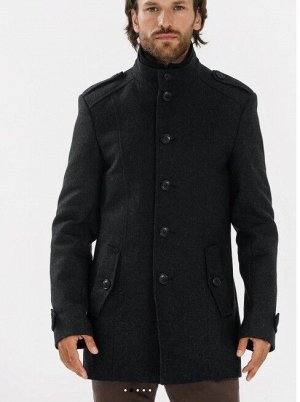 Мужское текстильное пальто с отделкой из трикотажа
