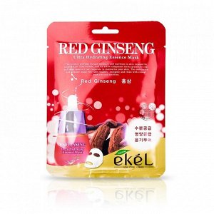 [EKEL] Маска тканевая с экстрактом красного женьшеня RED GINSENG Ultra Hydrating Essence Mask , 25мл