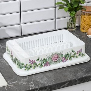 Сушилка для посуды IDEA «Деко. Каменная роза», 40?26?9 см, цвет белый
